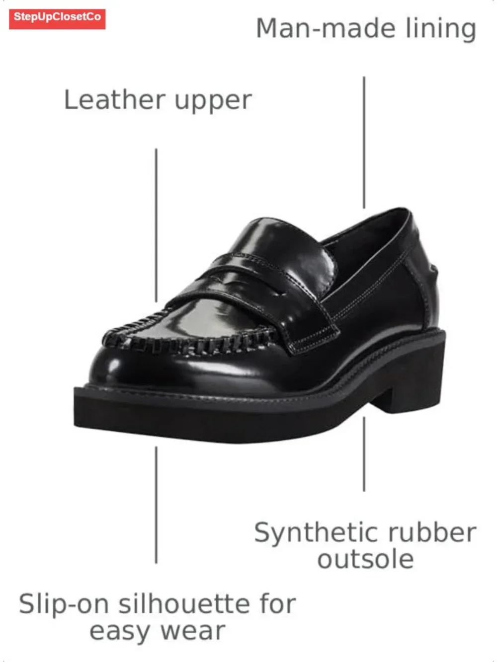 Marc Fisher LTD Dagman Slip-On Block Heel Loafers Leather Upper
